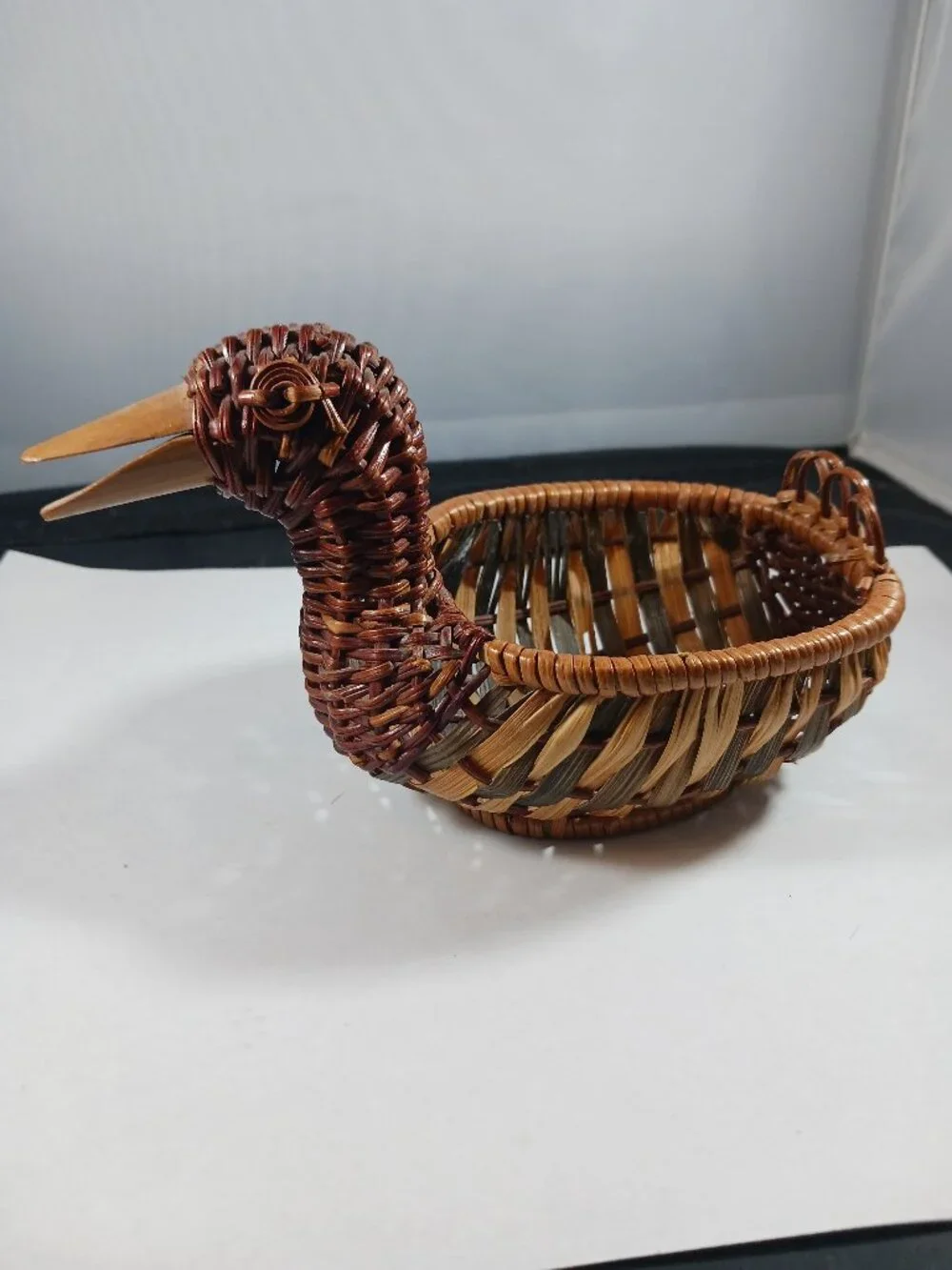 Mini Vintage Little Duck Wicker Ring Storage